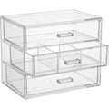 Wqos Clear Acrylic Cosmetic Organizer 24 cm Three Drawers - Product view