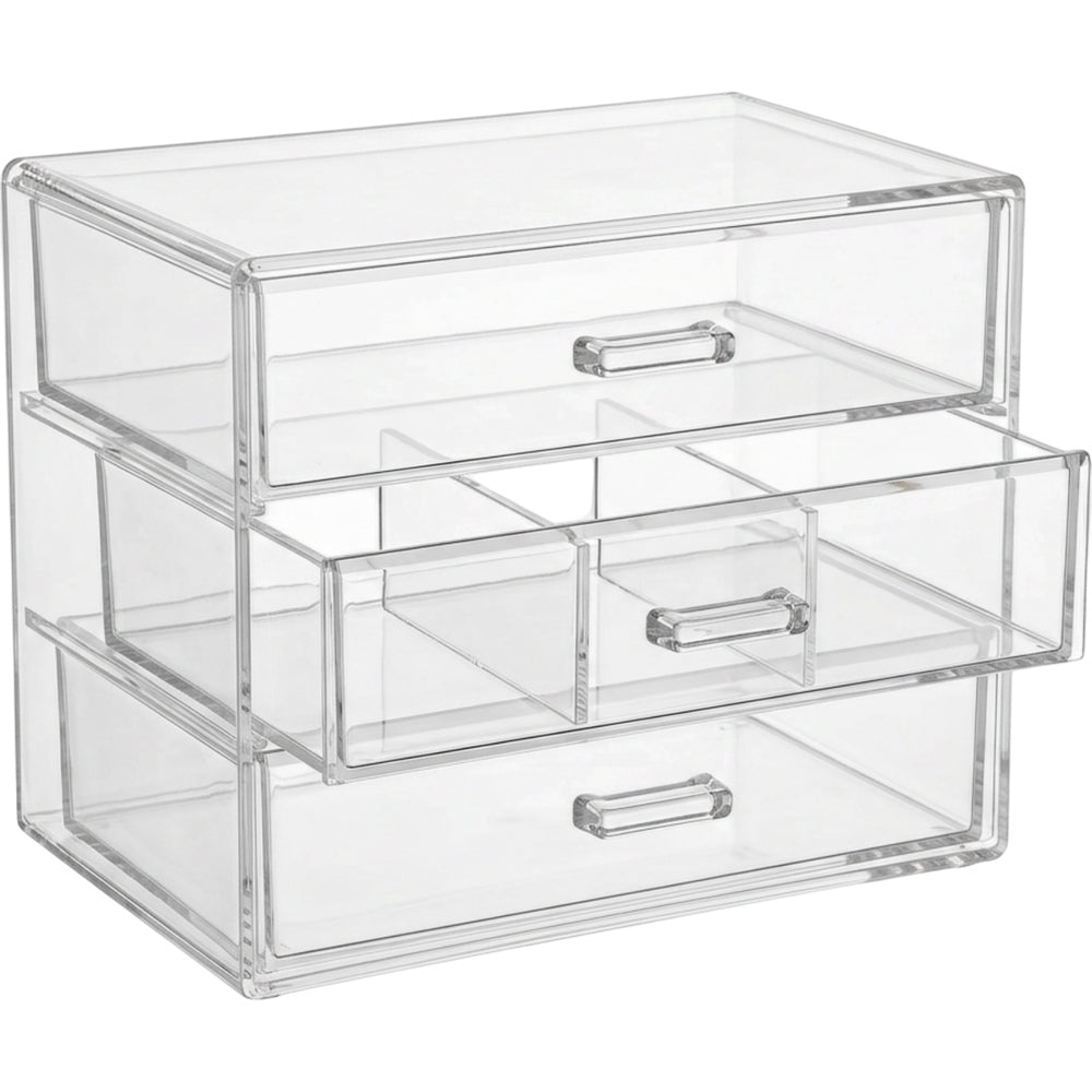 Wqos Clear Acrylic Cosmetic Organizer 24 cm Three Drawers - Product view